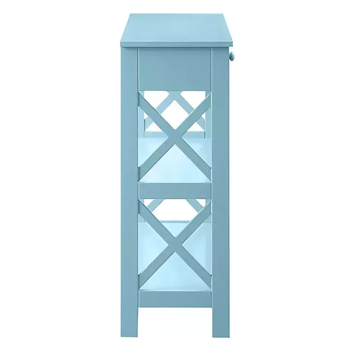 Light Blue X-Frame 2-Shelf Console Table