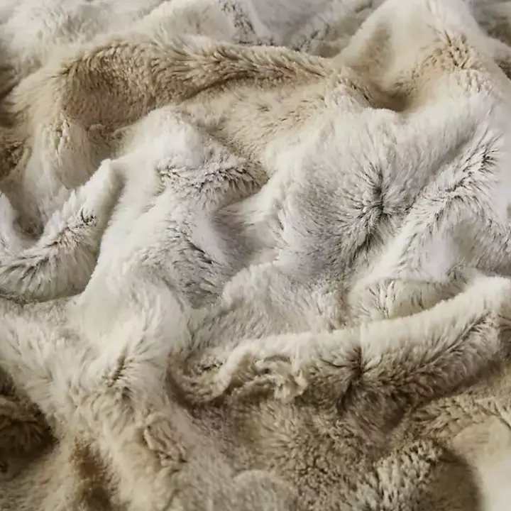 Light Brown Faux Fur Oversized Throw Blanket