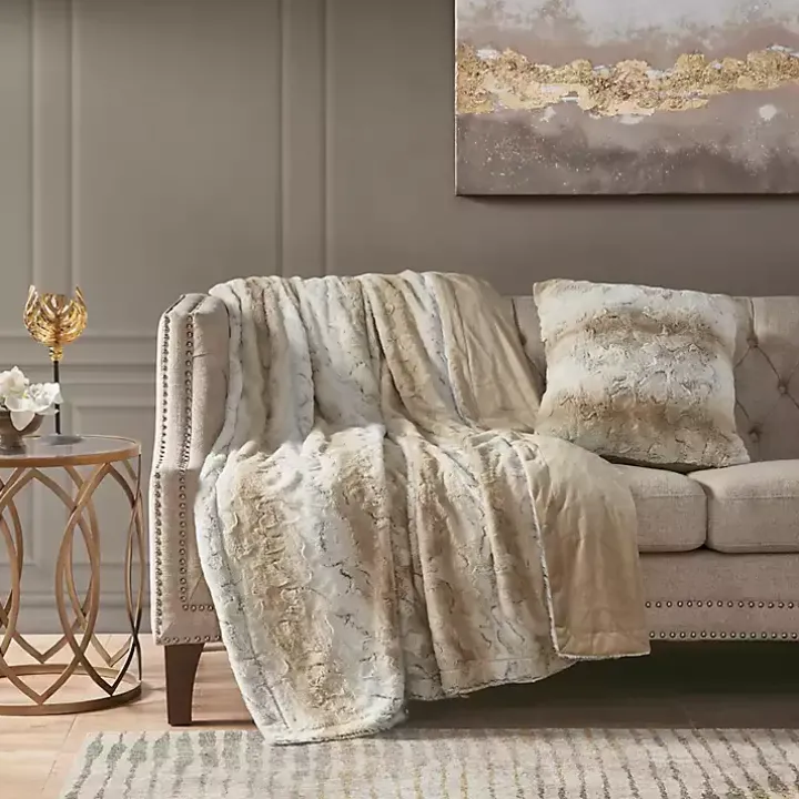Light Brown Textured Faux Fur Pillow