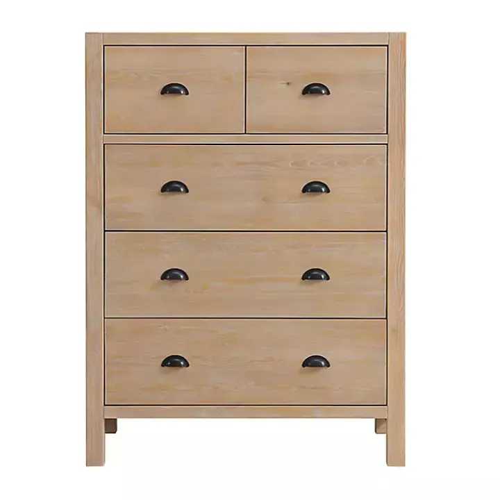 Light Driftwood 5-Drawer Storage Chest