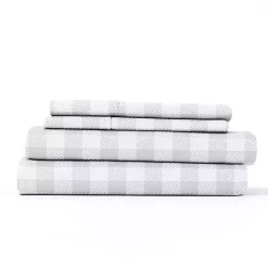 Light Gray Country Plaid 4-Pc. Full Bed Sheet Set