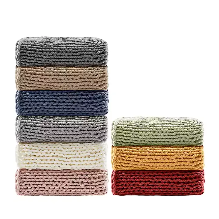 Light Gray Hand Made Chunky Double Knit Blanket