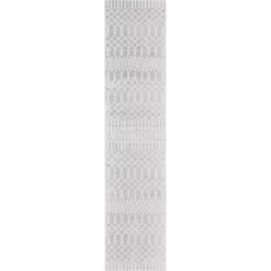 Light Gray Moroccan Washable Runner, 2x10