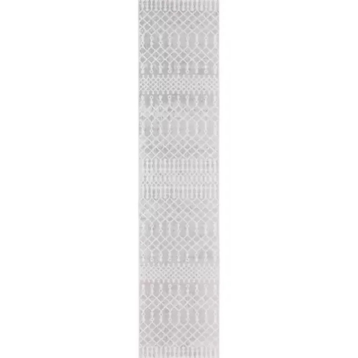 Light Gray Moroccan Washable Runner, 2x10