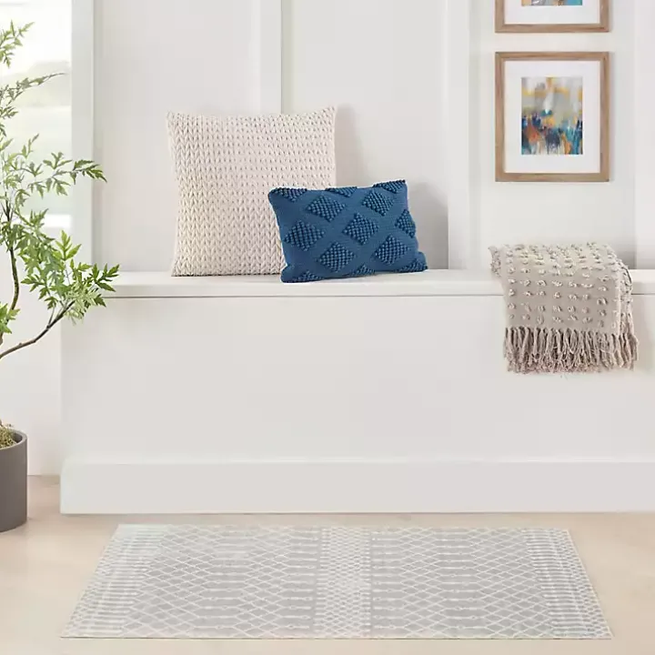 Light Gray Moroccan Washable Accent Rug, 2x4