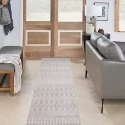 Light Gray Moroccan Washable Runner, 2x8