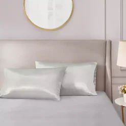 Light Gray Satin King 2-pc. Pillow Case Set