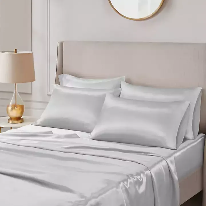 Light Gray Satin 6-pc. California King Sheet Set