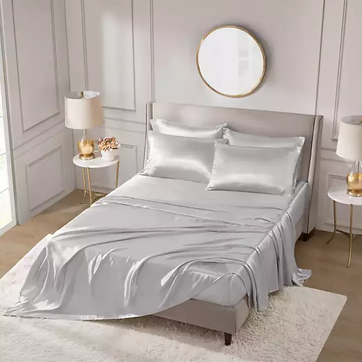 Light Gray Satin 6-pc. Queen Sheet Set