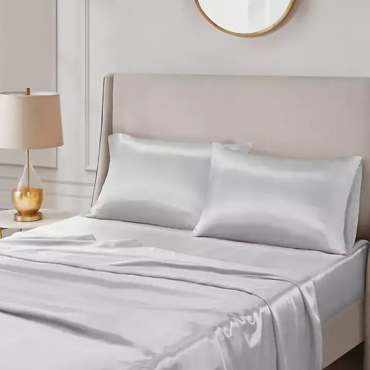 Light Gray Satin Standard 2-pc. Pillow Case Set