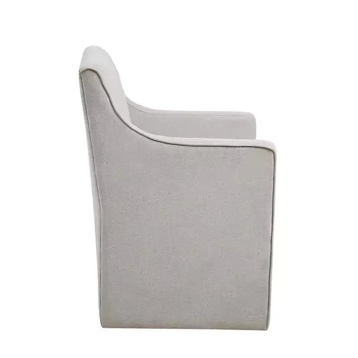 Light Gray Slipcover Dining Chair with Casters