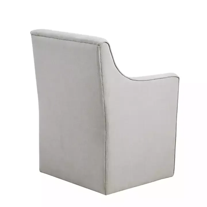 Light Gray Slipcover Dining Chair with Casters