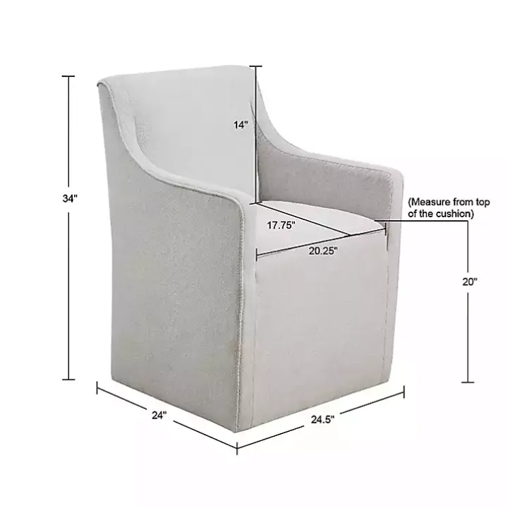 Light Gray Slipcover Dining Chair with Casters