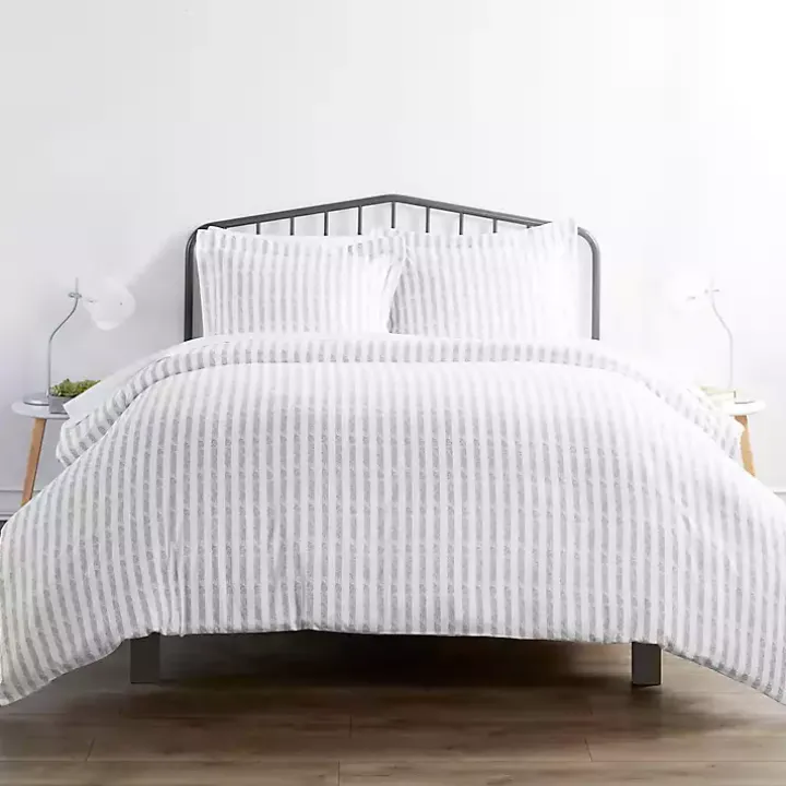Light Gray Stripes 3-pc. Twin Duvet Cover Set