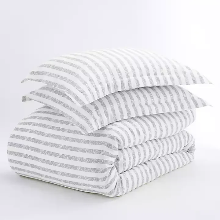 Light Gray Stripes 3-pc. Twin Duvet Cover Set