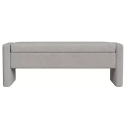Light Gray Upholstered Modern Storage Bench