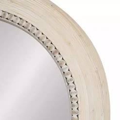 Light Wood Beaded Joan Round Wall Mirror