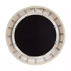 Light Wood Beaded Joan Round Wall Mirror