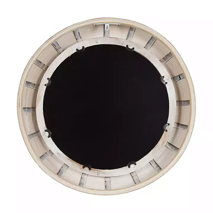 Light Wood Beaded Joan Round Wall Mirror