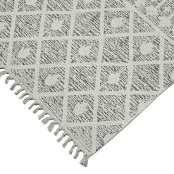 Lilia Gray Geo Stripe Flatweave Runner, 2x8