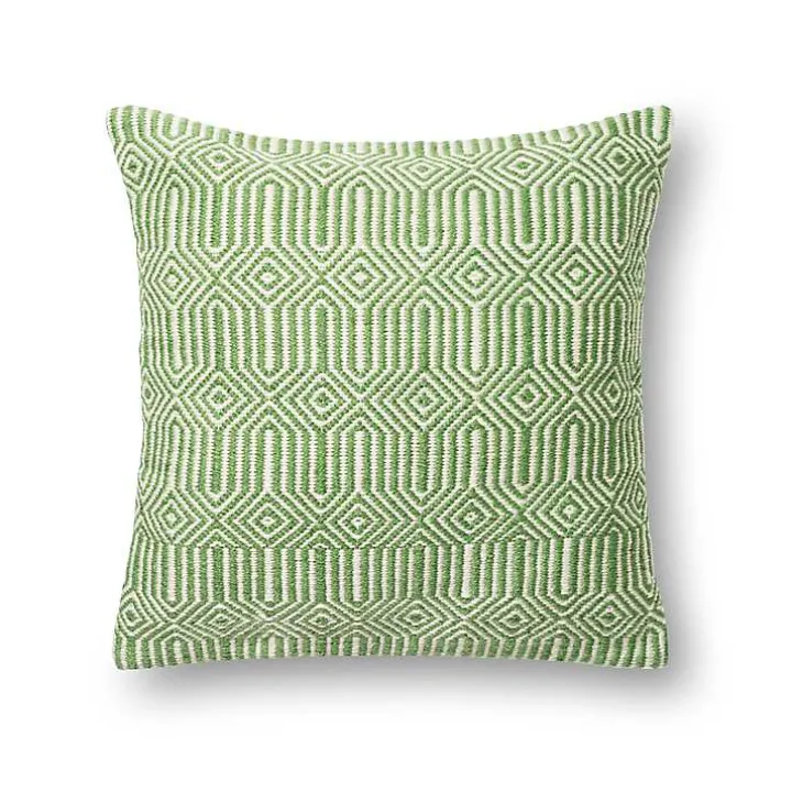 Lime Woven Geometric Outdoor Throw Pillow