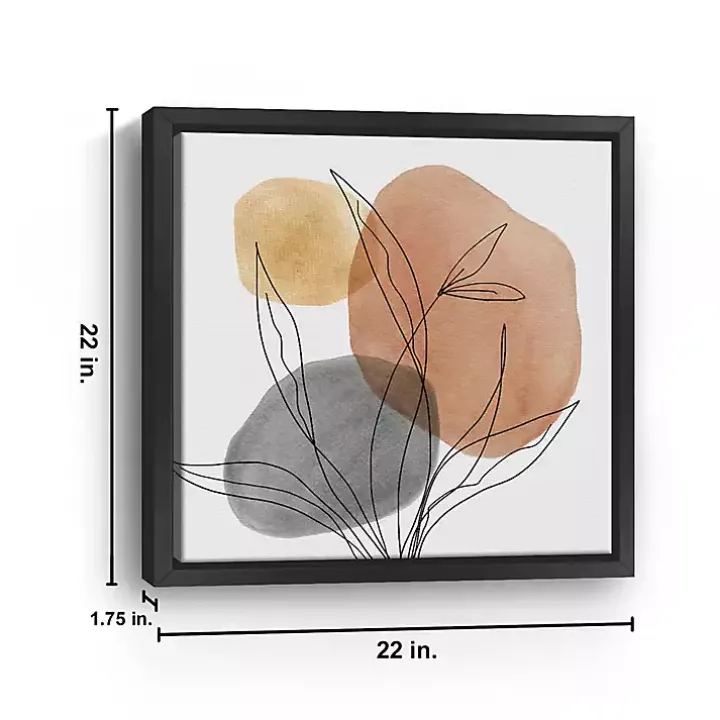 Linear Leaf Trio Framed Canvas Art Print