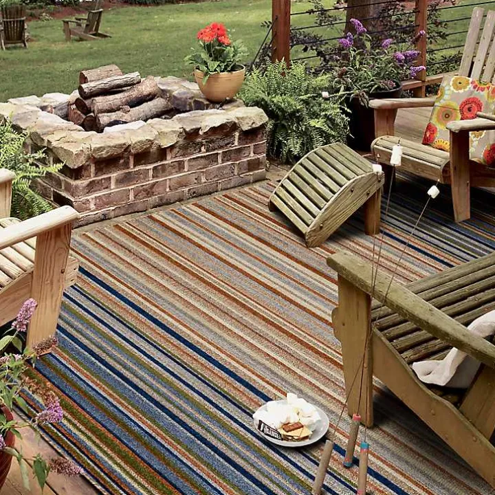 Linear Seaside Outdoor Area Rug, 6x9
