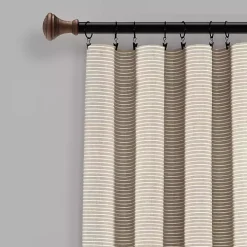 Linen Button and Stripe Curtain Panel Set, 95 in.