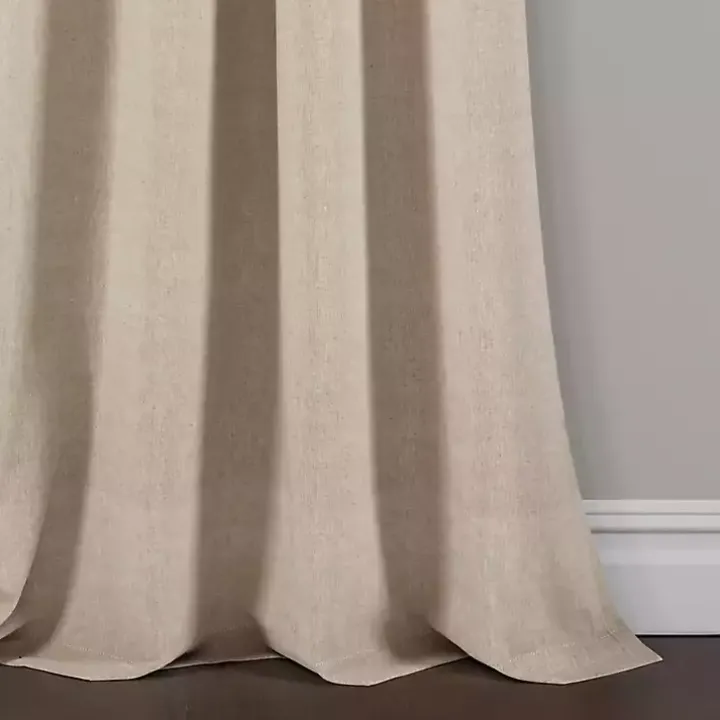 Linen Button and Stripe Curtain Panel Set, 95 in.
