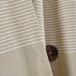 Linen Button and Stripe Curtain Panel Set, 95 in.