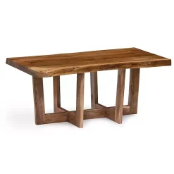 Live Edge Coffee Table with Crossed Legs, 42 in.