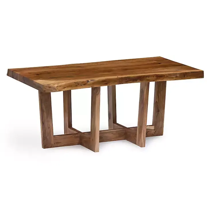 Live Edge Coffee Table with Crossed Legs, 42 in.