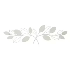 Long White Metal and Reed Leaf Wall Plaque