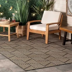 Lori Dark Gray Modern Geometric Outdoor Rug, 5x8