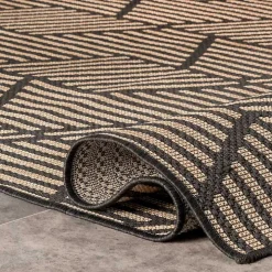 Lori Dark Gray Modern Geometric Outdoor Rug, 5x8