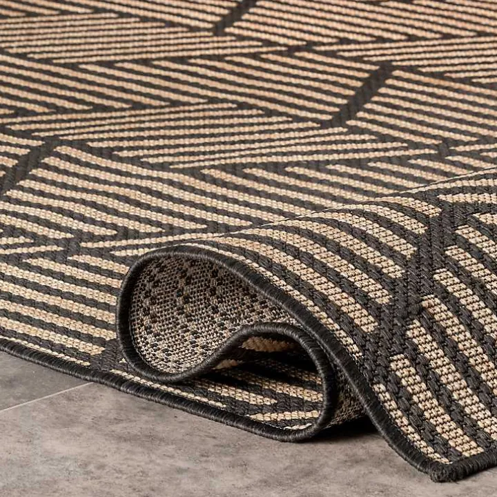 Lori Dark Gray Modern Geometric Outdoor Rug, 5x8