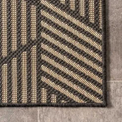 Lori Dark Gray Modern Geometric Outdoor Rug, 5x8