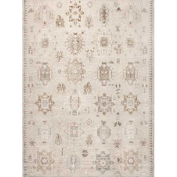Lottie Cream Vintage Washable Area Rug, 6x9