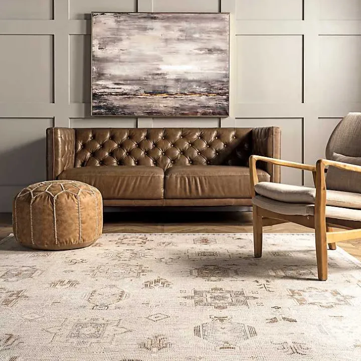 Lottie Cream Vintage Washable Area Rug, 6x9
