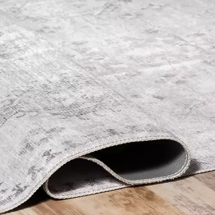 Lottie Gray Vintage Washable Area Rug, 5x8