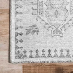 Lottie Gray Vintage Washable Area Rug, 5x8