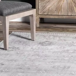 Lottie Gray Vintage Washable Area Rug, 5x8