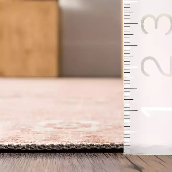 Lottie Peach Vintage Washable Area Rug, 5x8