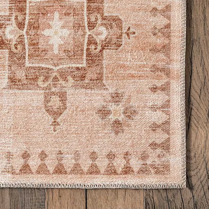 Lottie Peach Vintage Washable Area Rug, 5x8