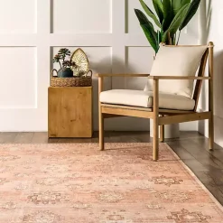 Lottie Peach Vintage Washable Area Rug, 5x8