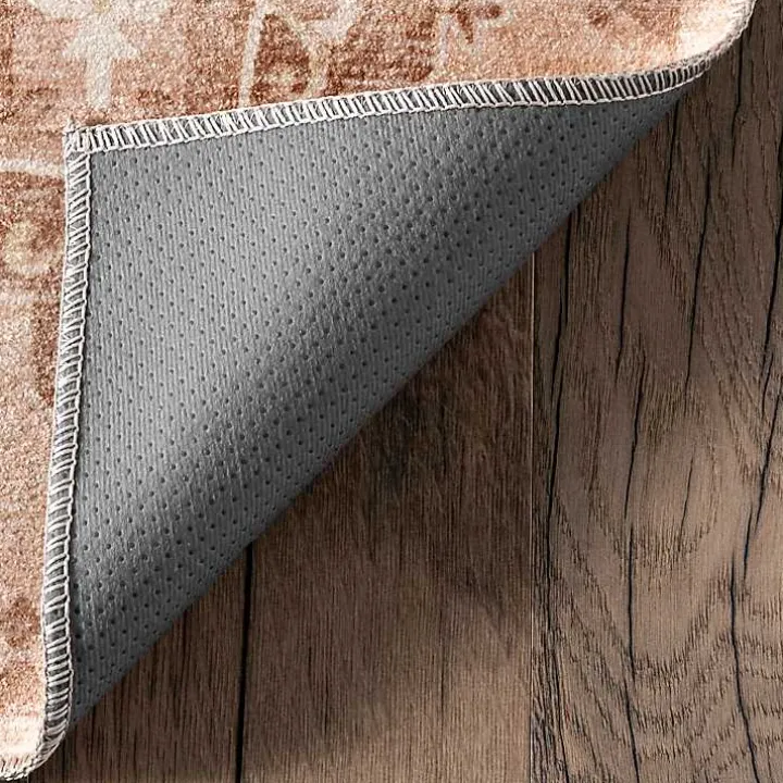 Lottie Peach Vintage Washable Area Rug, 8x10