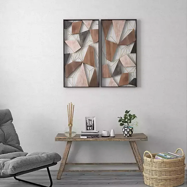 Lucas Geometric Wall Plaques, Set of 2