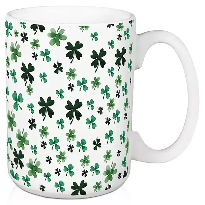 Luck of the Irish Shamrocks Mugs, Set of 2