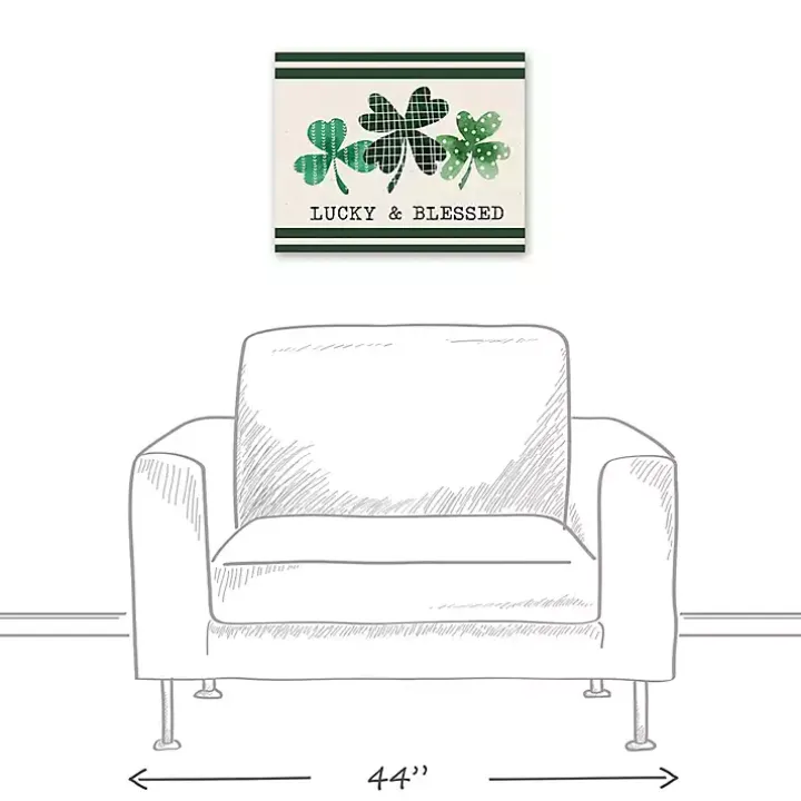 Lucky & Blessed Clover Trio Canvas Art Print