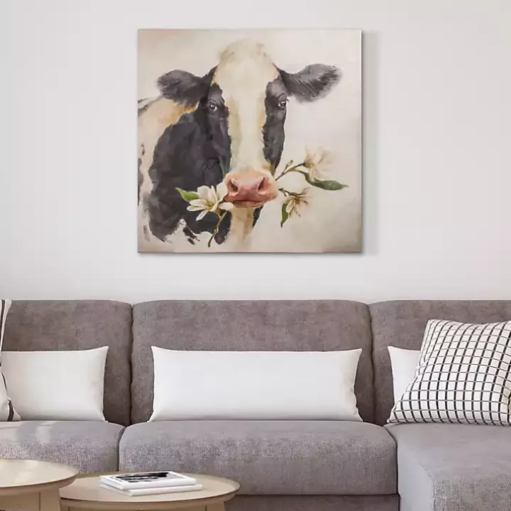 Magnolia Cow Canvas Art Print